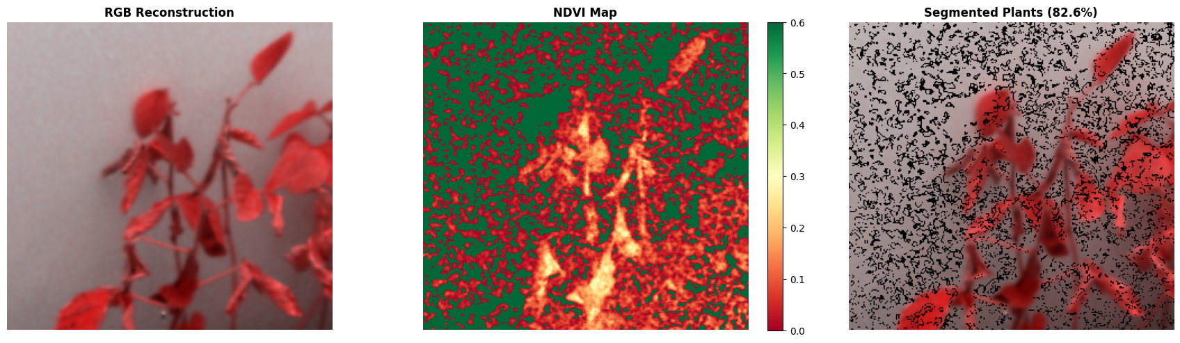 Hyperspectral NDVI mask preprocessing example